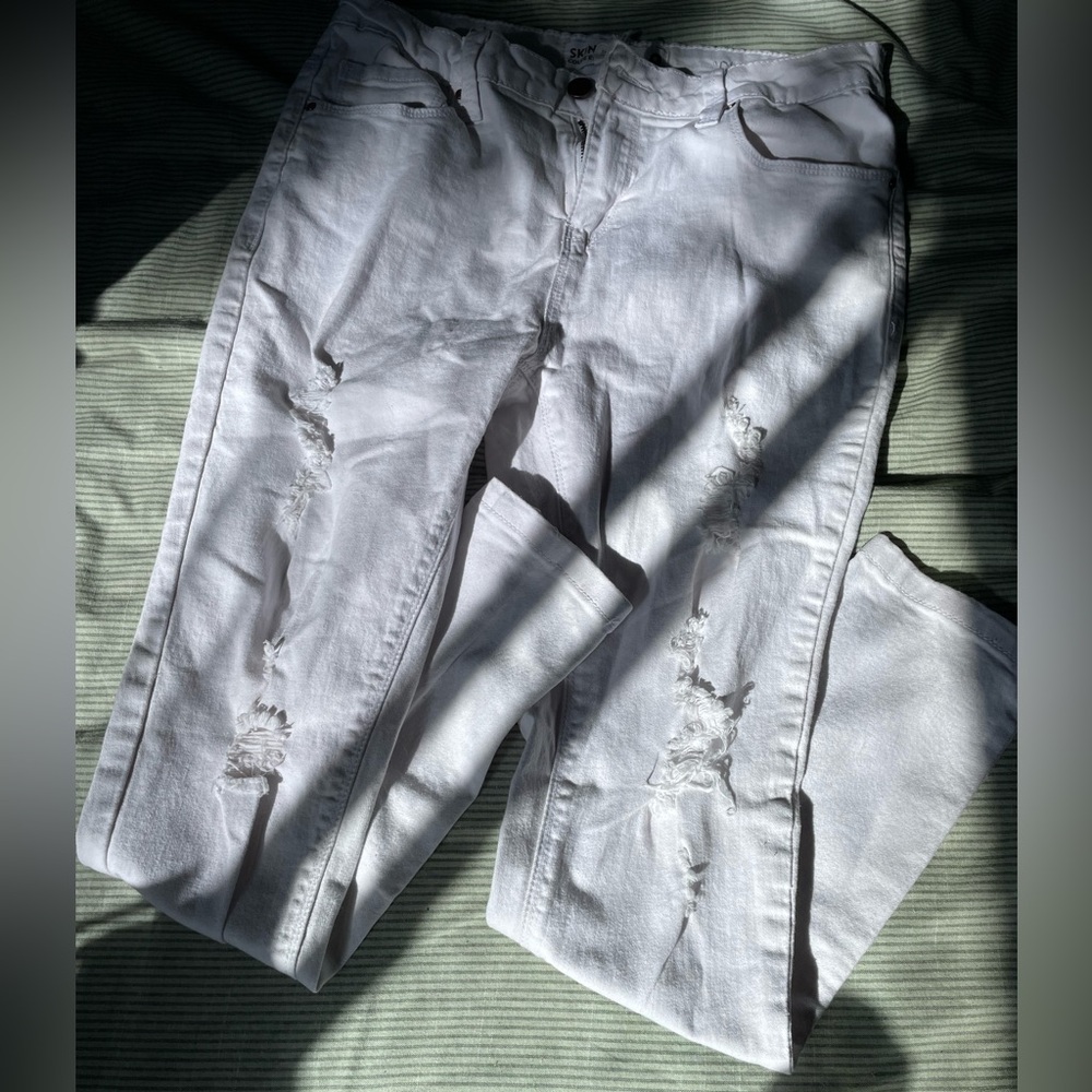 White Distressed Skinny Jeans
